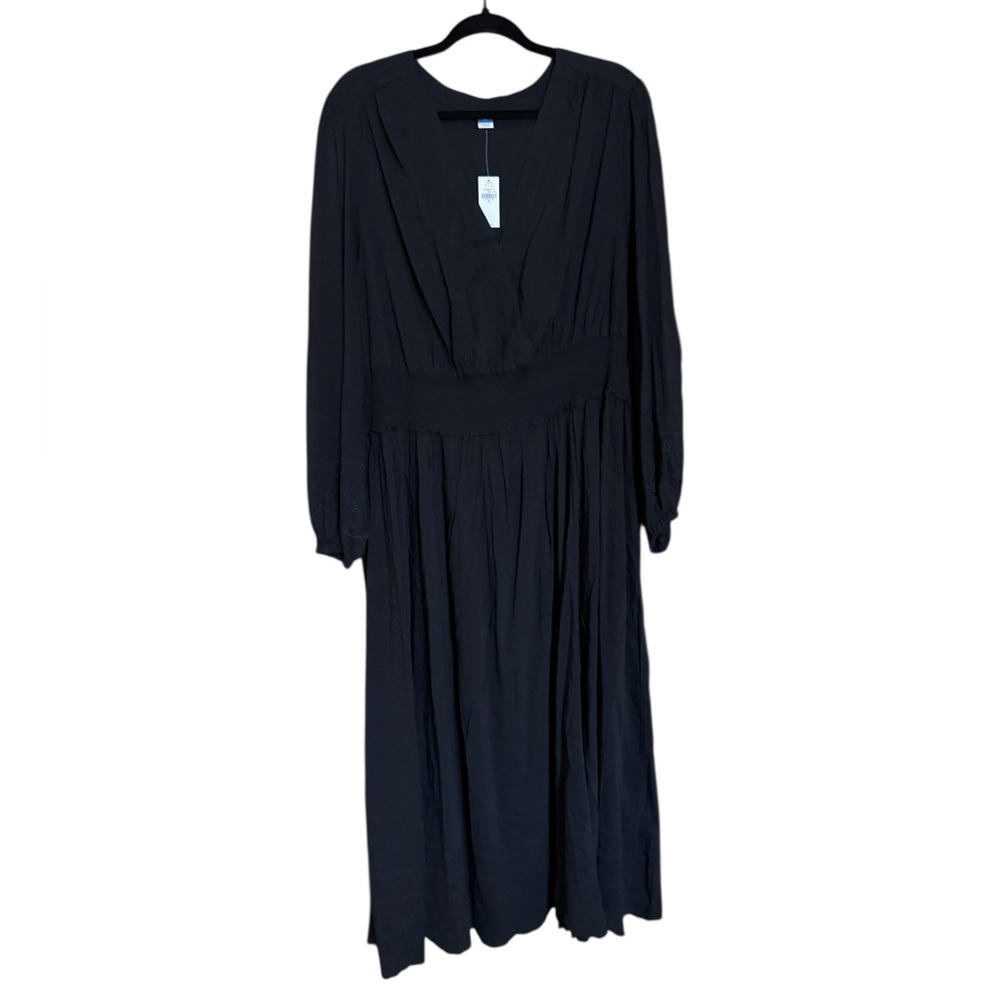 Old Navy Plunge Smocked Scalloped Long Sleeve Dress Sz 3x NWT